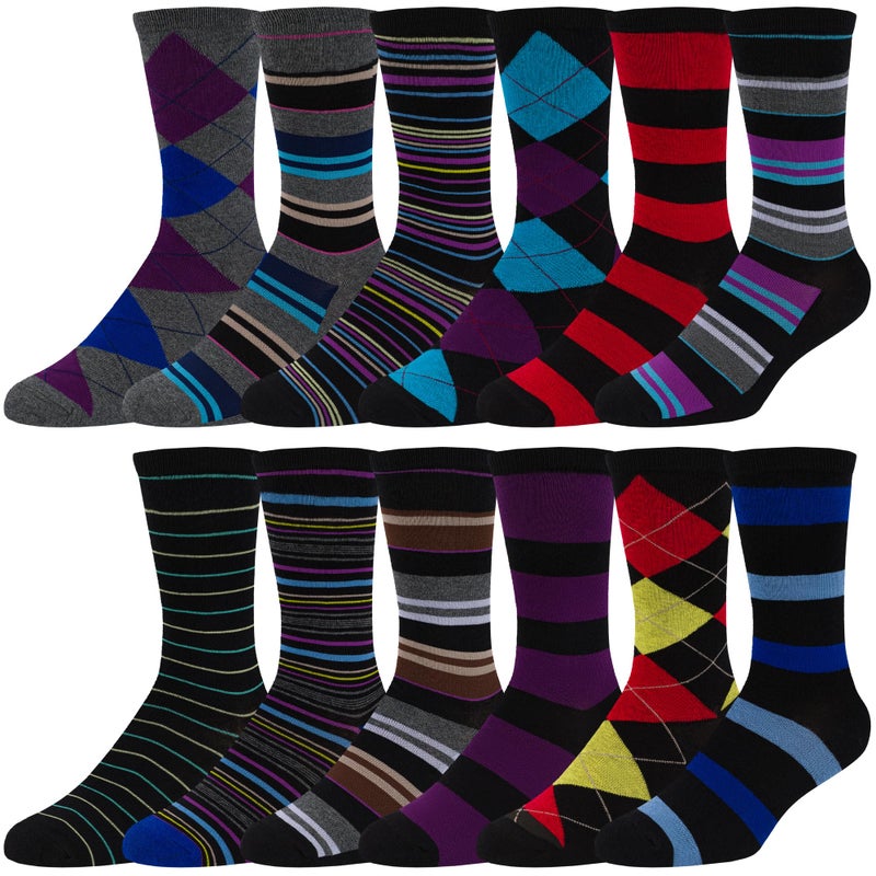 ZEKE Mens Cotton Blend Dress Socks - 12 Pairs of Asstd Patterns and Colors - by ZEKE,Assorted Colors,One Size Fits Most - Image 2